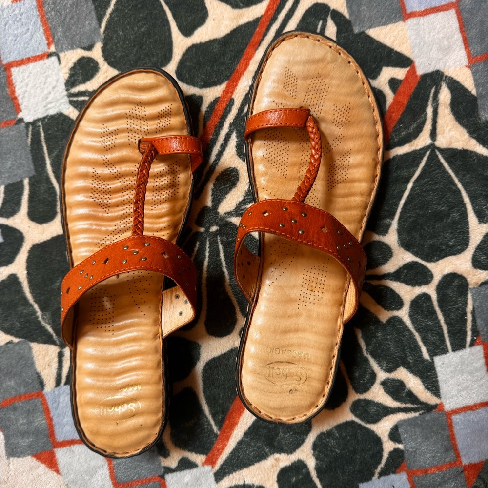 Italian Scholl Massagio Elegant Tan and Brown Sandals